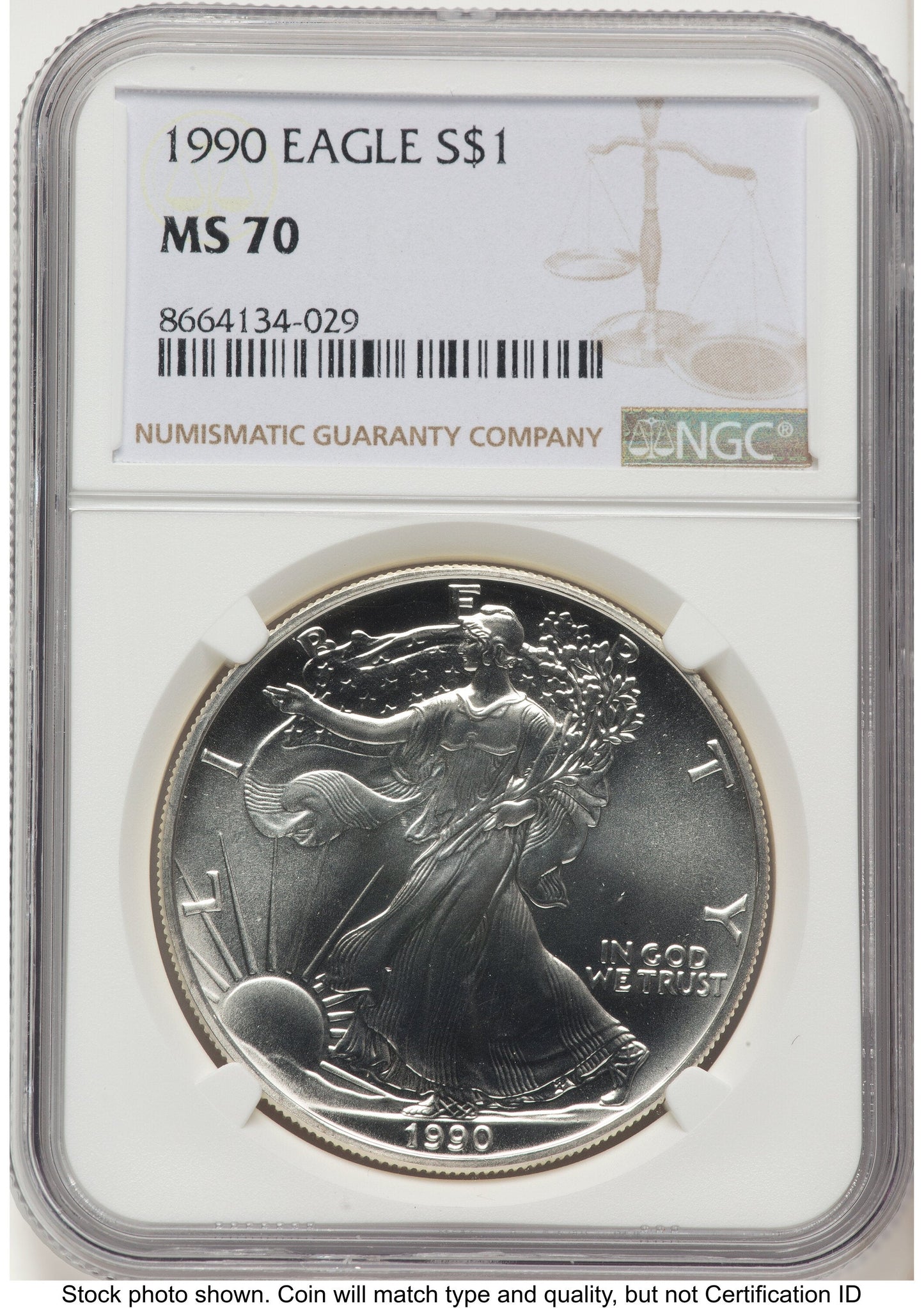 1990 Silver Eagle Brown Label NGC MS70