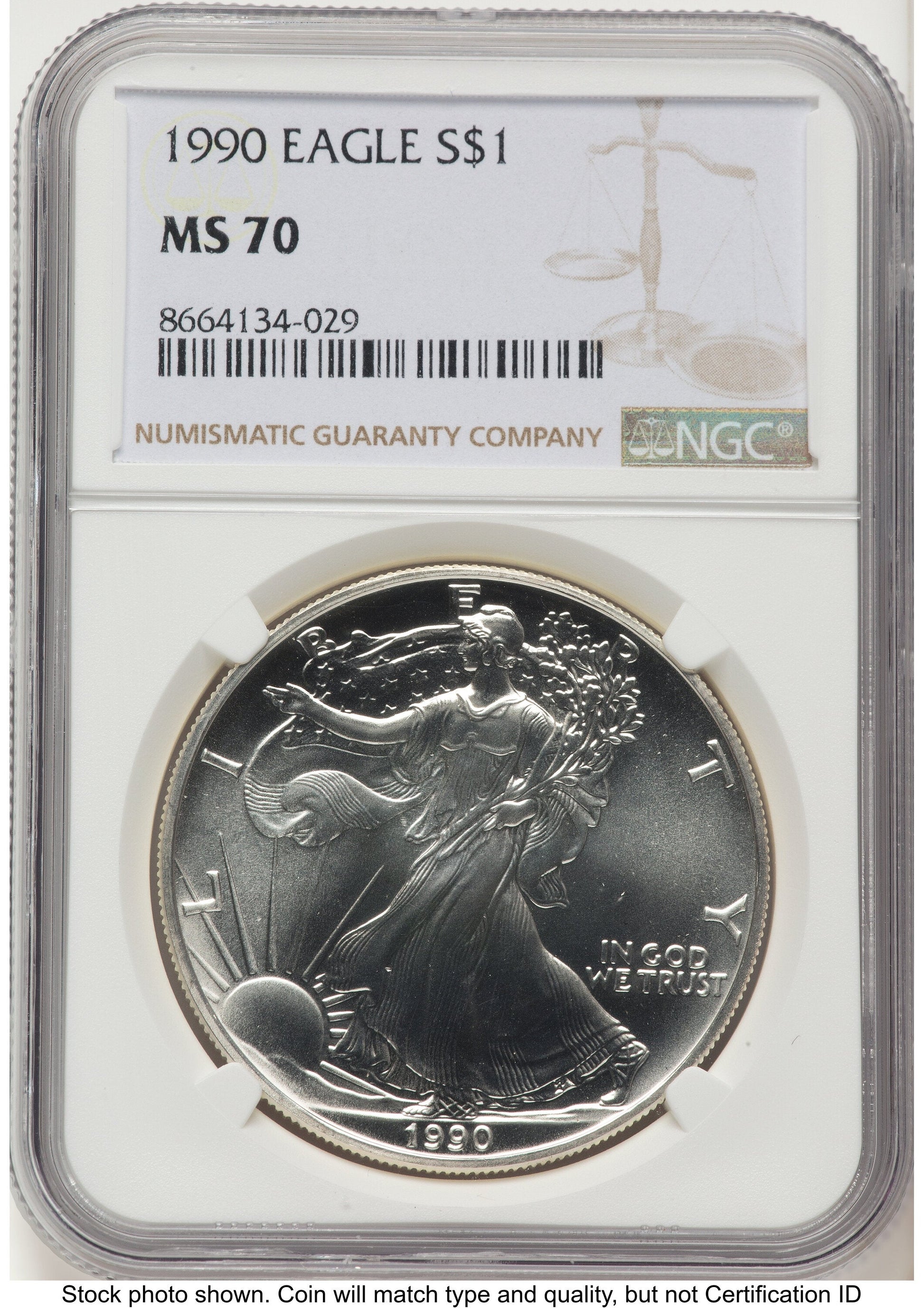 1990 Silver Eagle Brown Label NGC MS70