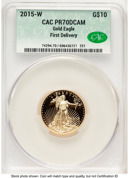2015-W Proof Gold Eagle 1/4 oz First Delivery CACG PR70