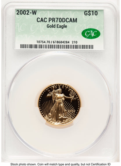 2002-W Proof Gold Eagle 1/4 oz Non Designation CACG PR70