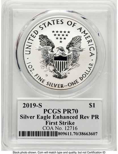 2019-S Enhanced Reverse Proof Silver Eagle 1 oz FS Gary Whitley PCGS PR70