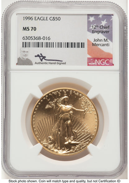 1996 Gold Eagle 1 oz John NGC MS70 Mercanti
