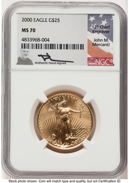2000 Gold Eagle 1/2 oz John NGC MS70 Mercanti