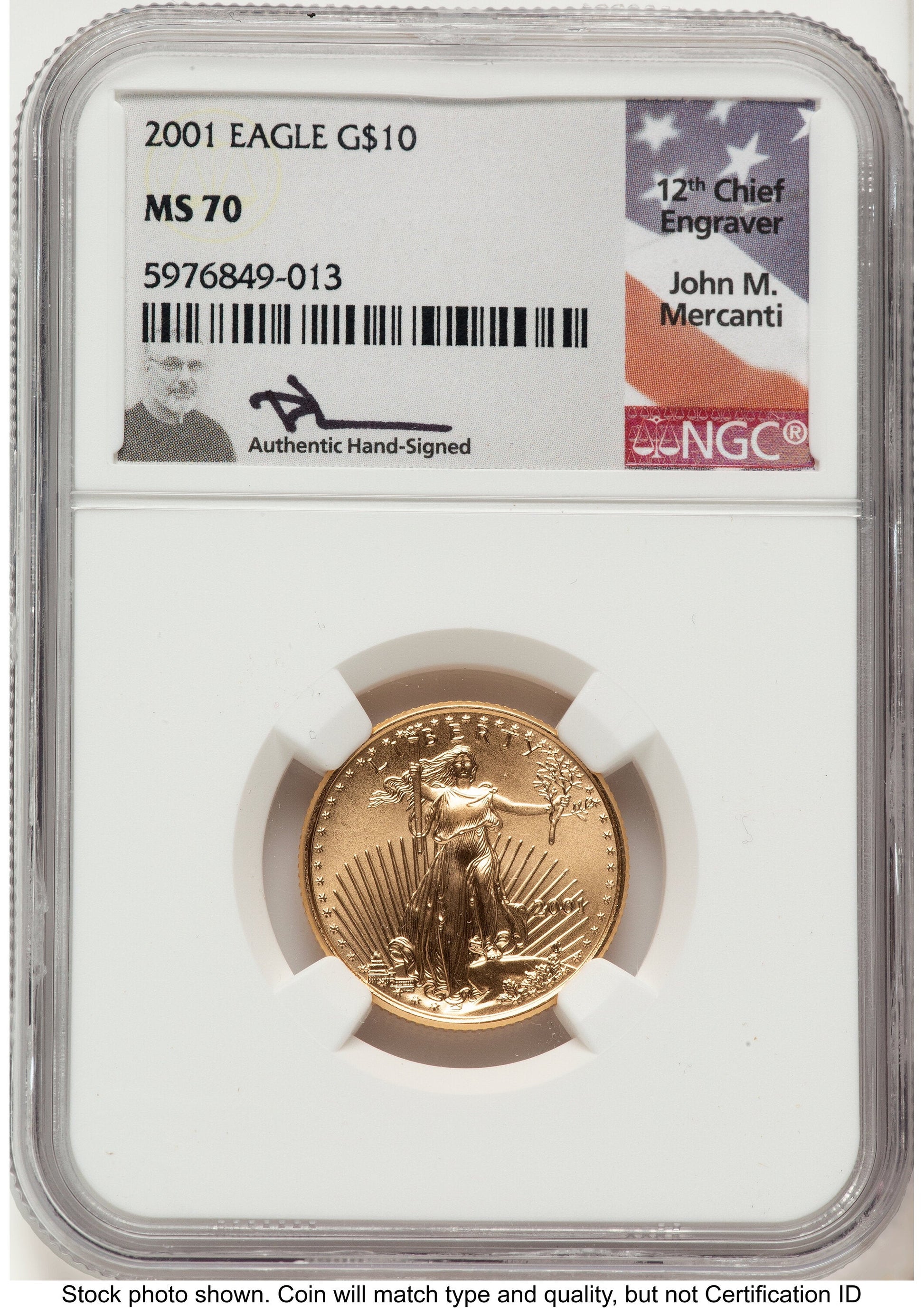 2001 Gold Eagle 1/4 oz John NGC MS70 Mercanti