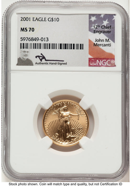 2001 Gold Eagle 1/4 oz John NGC MS70 Mercanti