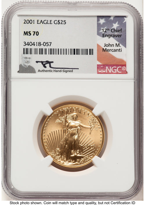 2001 Gold Eagle 1/2 oz John NGC MS70 Mercanti