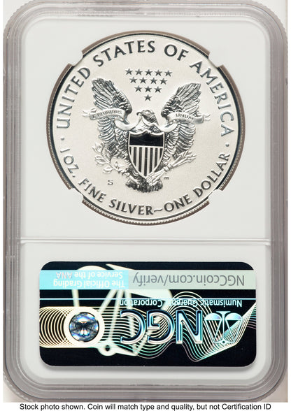 2019-S Enhanced Reverse Proof Silver Eagle 1 oz ER Trolley Label NGC PF70