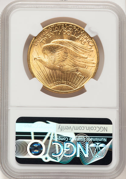 1910 $20 Brown Label Saint-Gaudens Double Eagle NGC MS63