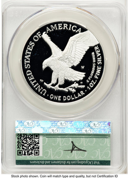 2025-W Proof Silver Eagle Privy Laser Engraved 1 oz Advanced Delivery Louis Palafoutas CACG PR70