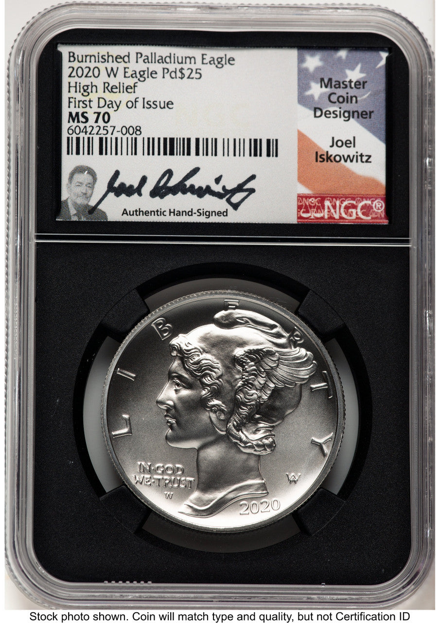 2020-W Palladium Eagle 1 oz Burnished FDI Joel Iskowitz NGC MS70 (521612039)