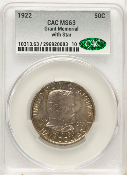1922 50C Grant With Star Commemorative Silver CACG MS63