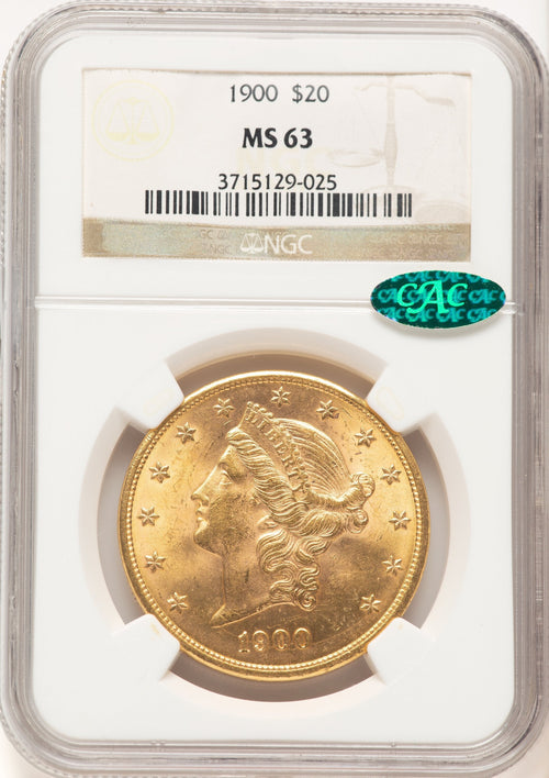 1900 $20 CAC Liberty Double Eagle NGC MS63