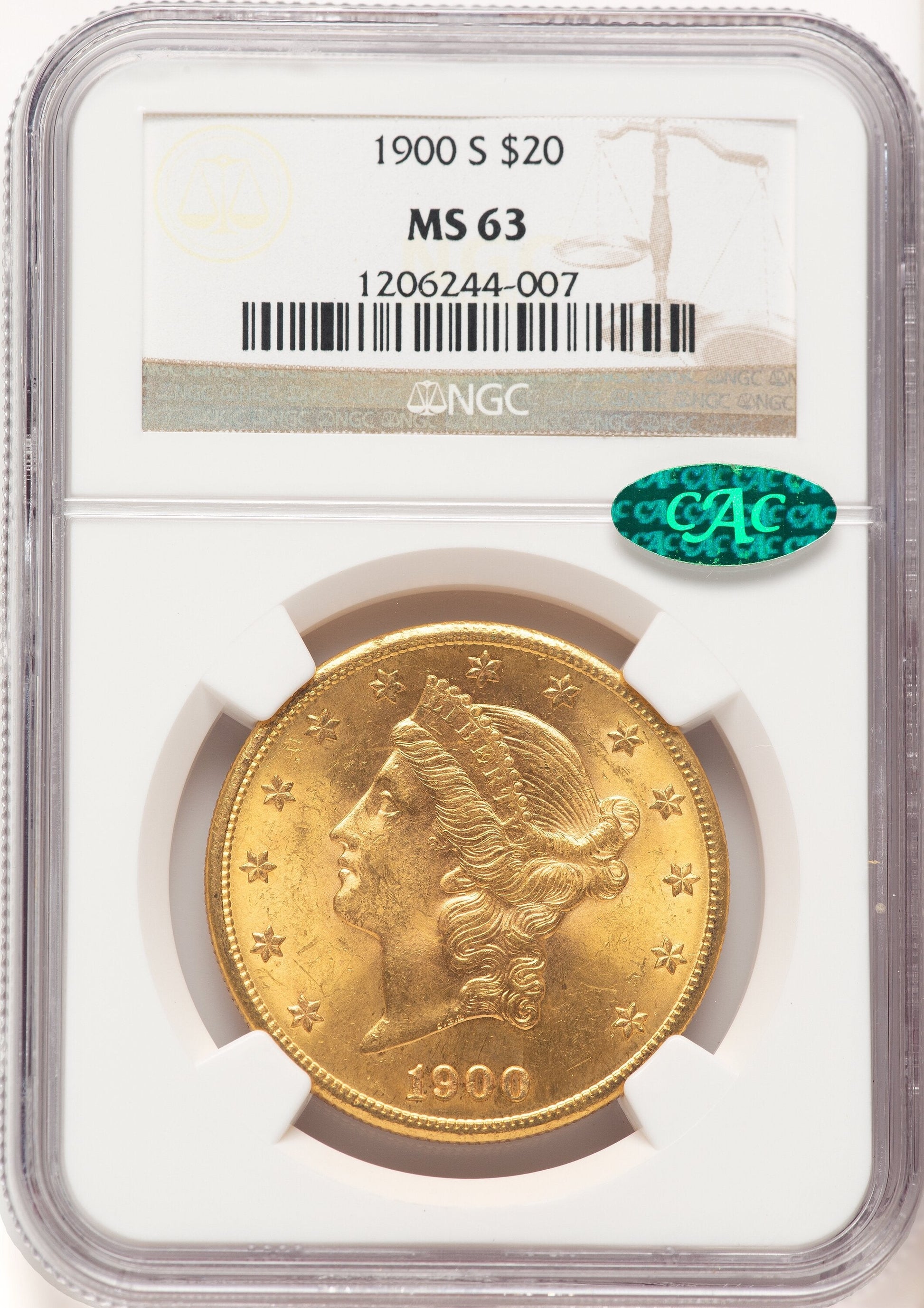 1900-S $20 CAC Liberty Double Eagle NGC MS63