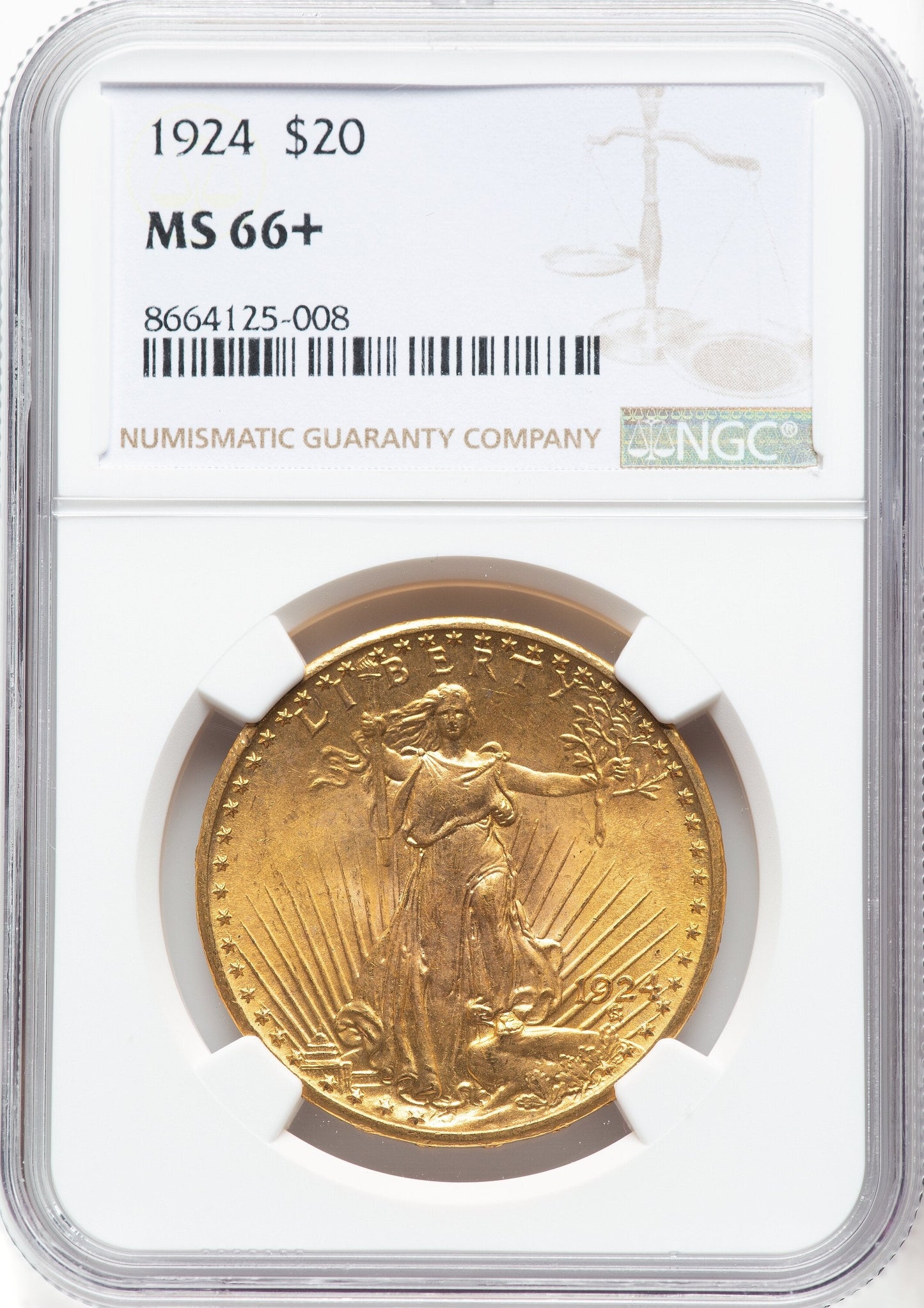 1924 $20 Saint Saint-Gaudens Double Eagle NGC MS66+