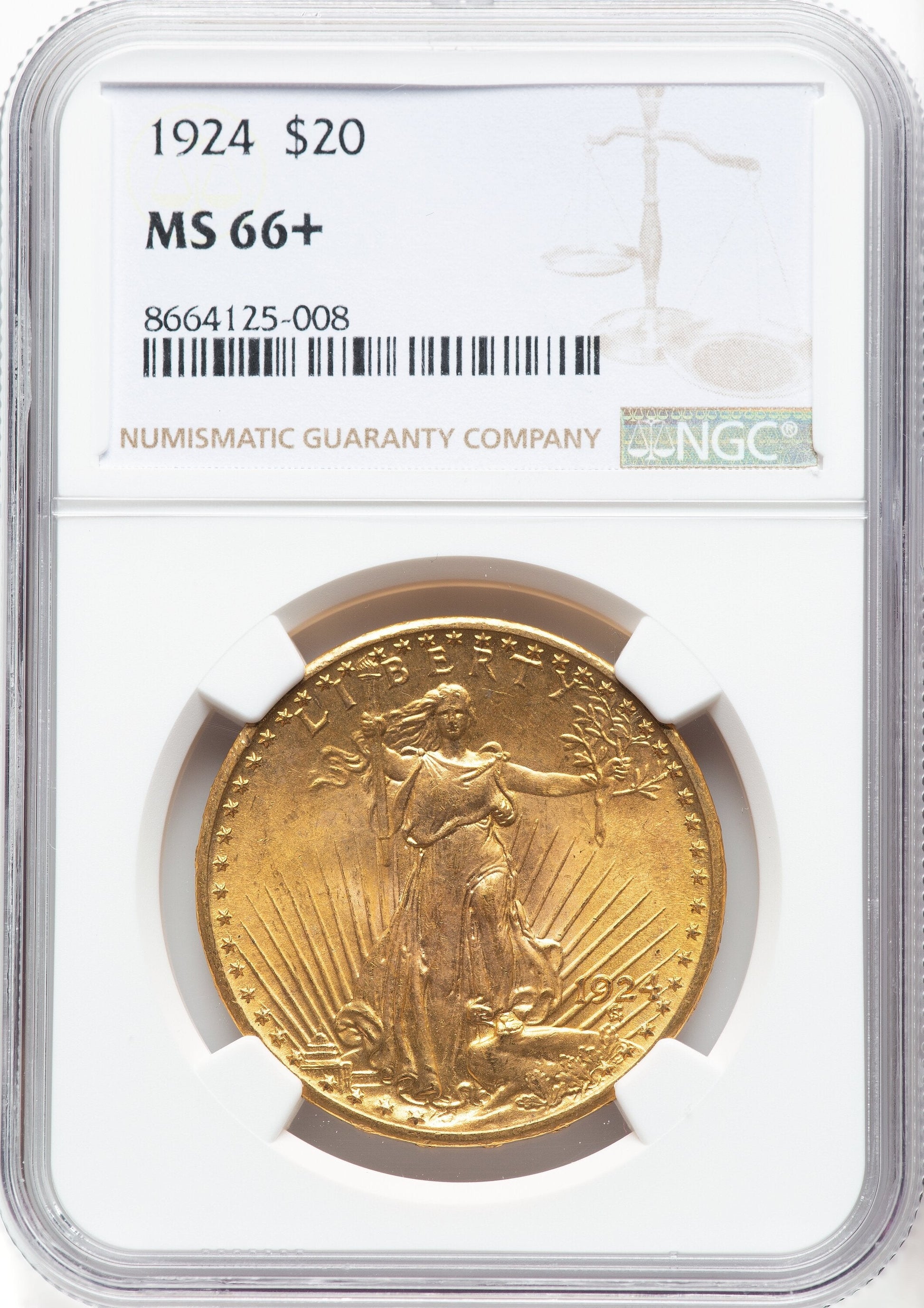 1924 $20 Saint Saint-Gaudens Double Eagle NGC MS66+