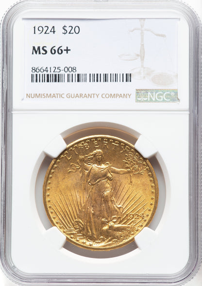 1924 $20 Saint Saint-Gaudens Double Eagle NGC MS66+