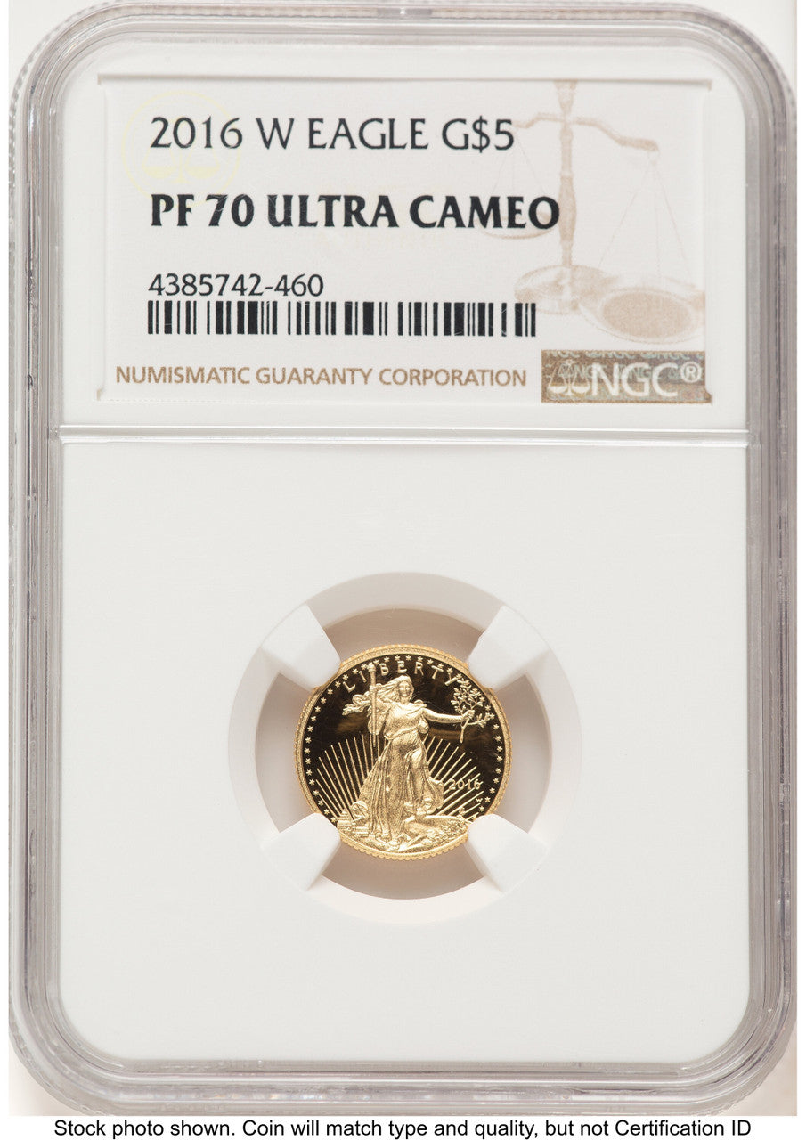 2016-W Proof Gold Eagle 1/10 oz Brown Label NGC PF70