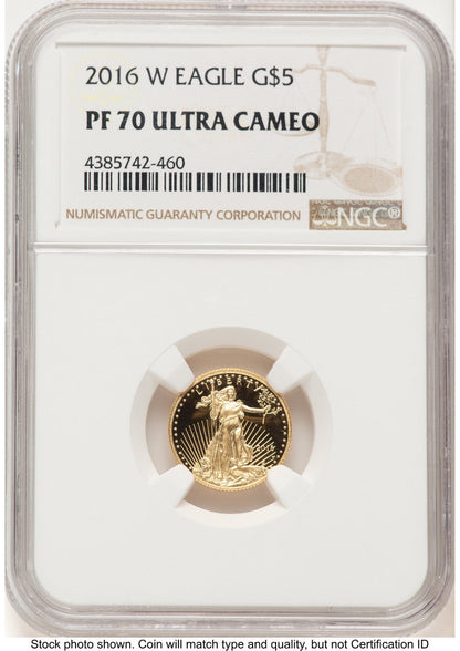 2016-W Proof Gold Eagle 1/10 oz Brown Label NGC PF70