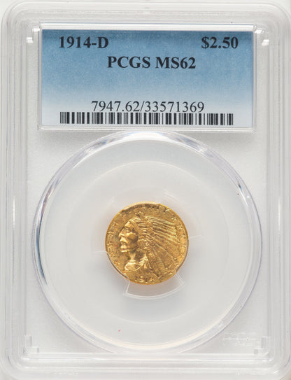 1914-D $2.50 Blue Gradient Indian Quarter Eagle PCGS MS62