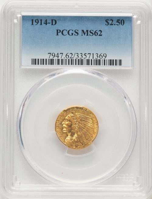 1914-D $2.50 Blue Gradient Indian Quarter Eagle PCGS MS62