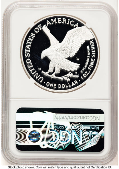 2025-W Proof Silver Eagle Privy Laser Engraved 1 oz Red Book NGC PF70