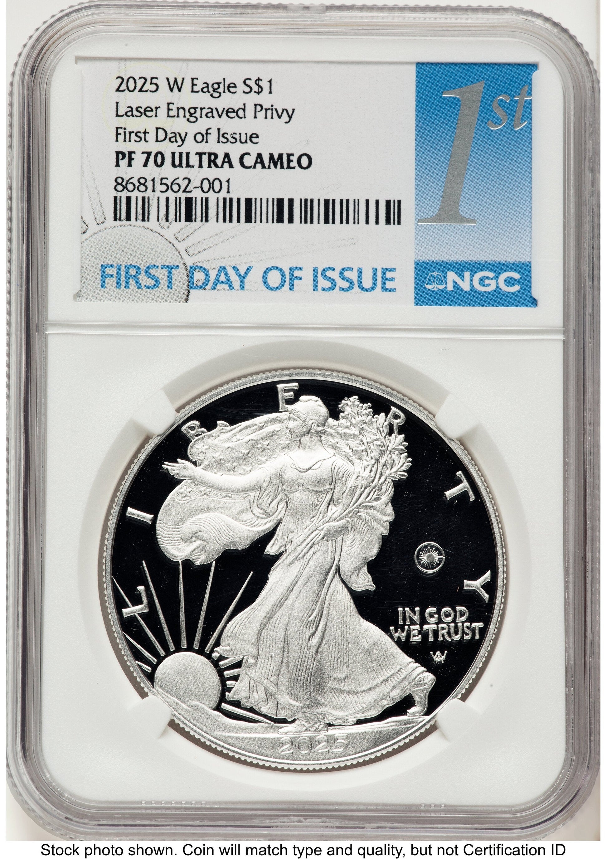 2025-W Proof Silver Eagle Privy Laser Engraved 1 oz FDI 1ST NGC PF70