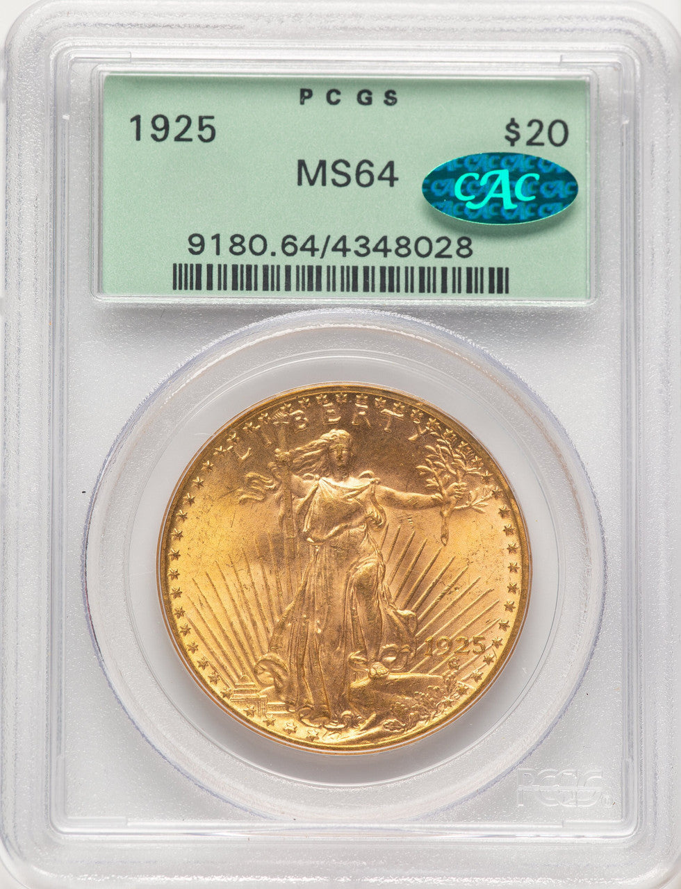 1925 $20 CAC Saint-Gaudens Double Eagle PCGS MS64