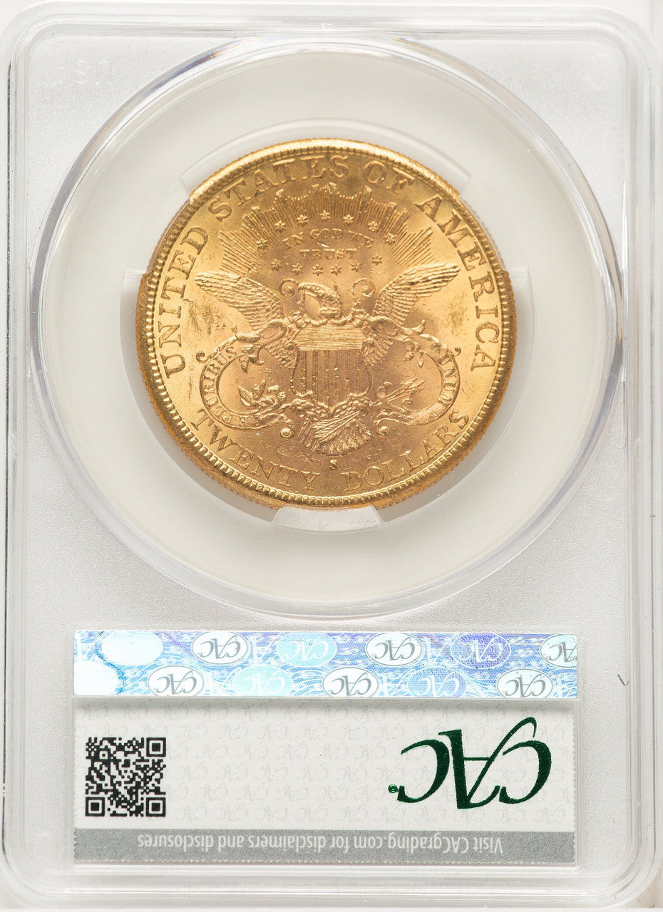 1890-S $20 Liberty Double Eagle CACG MS62