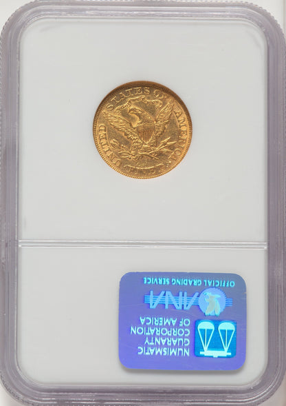 1873 $5 Closed 3 Liberty Half Eagle NGC AU58