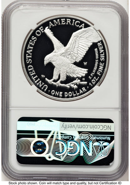 2025-W Proof Silver Eagle Privy U.S. Army 250th Anniversary 1 oz AR Mike Castle NGC PF70