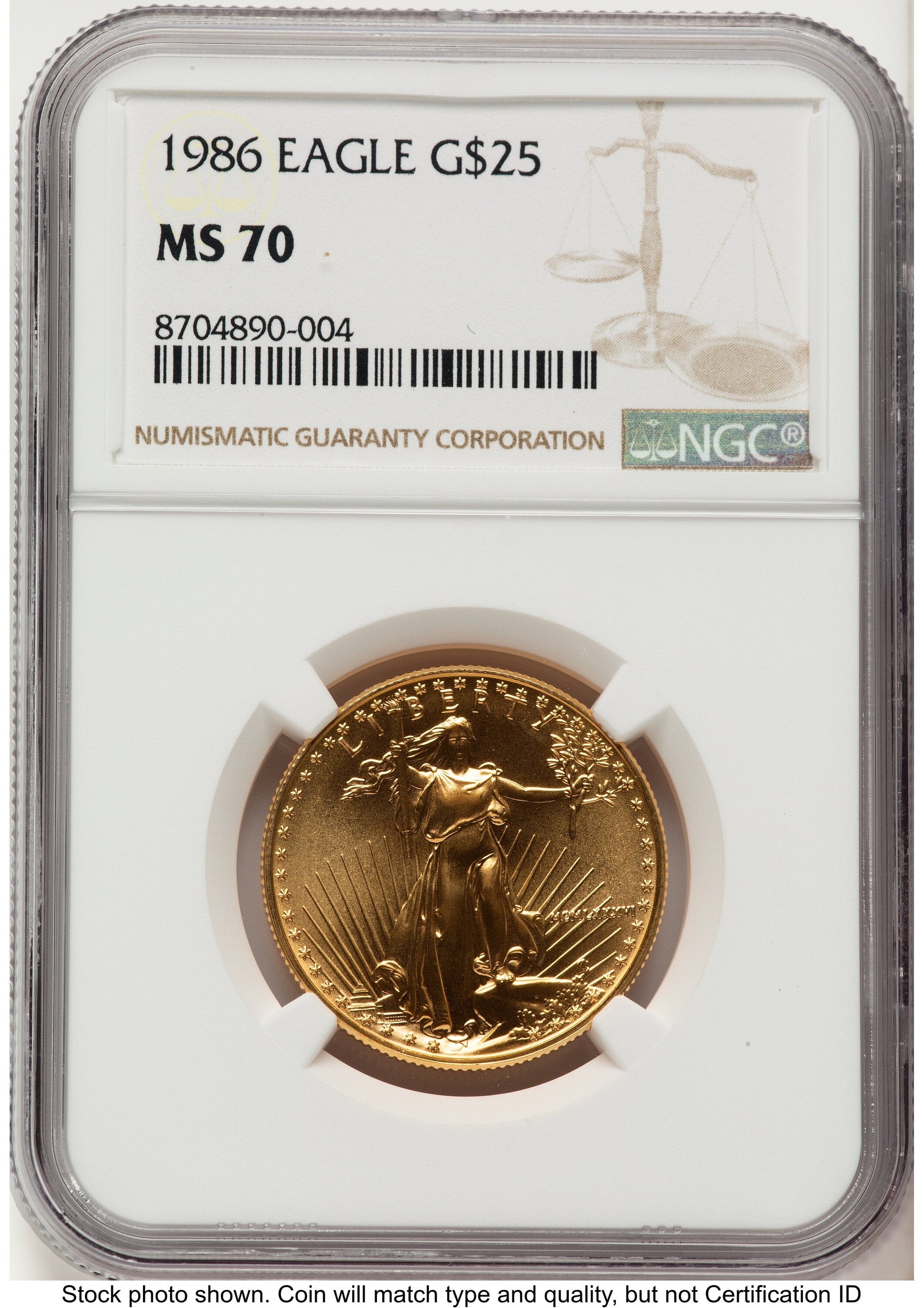 1986 Gold Eagle 1/2 oz Brown Label NGC MS70