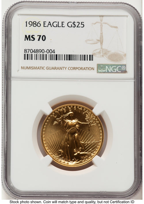 1986 Gold Eagle 1/2 oz Brown Label NGC MS70