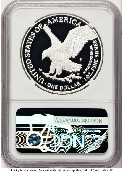 2025-S Proof Silver Eagle Privy U.S. Navy 250th Anniversary 1 oz AR Kenneth Bressett Red Book NGC PF70