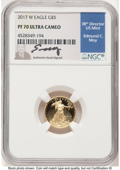 2017-W Proof Gold Eagle 1/10 oz NGC PF70 Ed Moy