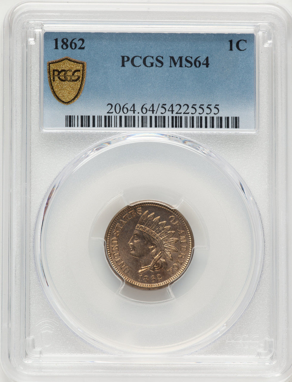 1862 1C Indian Cent PCGS MS64