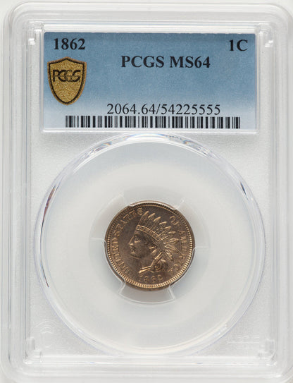 1862 1C Indian Cent PCGS MS64
