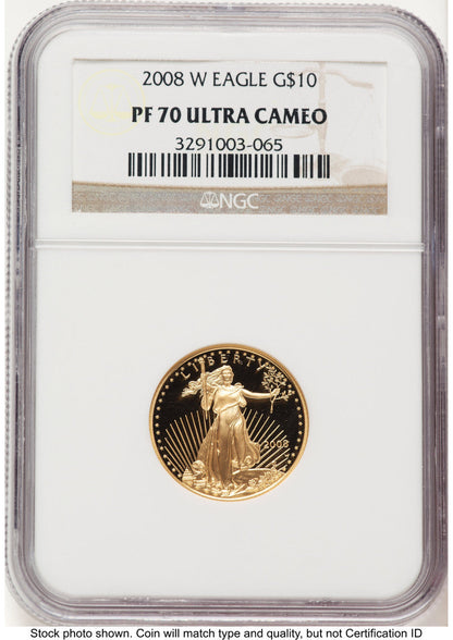 2008-W Proof Gold Eagle 1/4 oz Brown Label NGC PF70 (522240328)