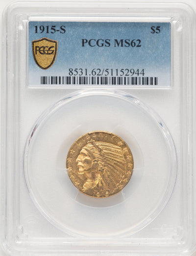1915-S $5 Indian Half Eagle PCGS MS62 (522320060)