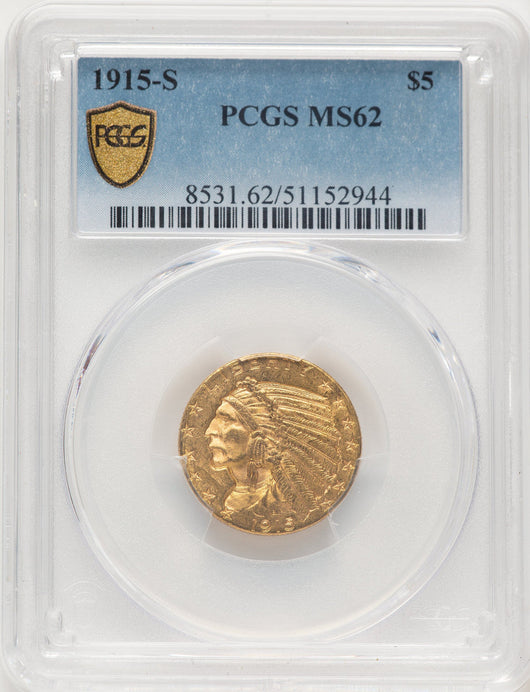 1915-S $5 Indian Half Eagle PCGS MS62 (522320060)