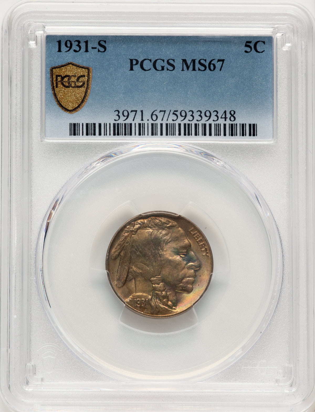 1931-S 5C Buffalo Nickel PCGS MS67