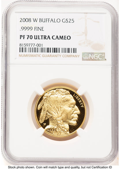 2008-W Proof Gold Buffalo 1/2 oz Brown Label NGC PF70
