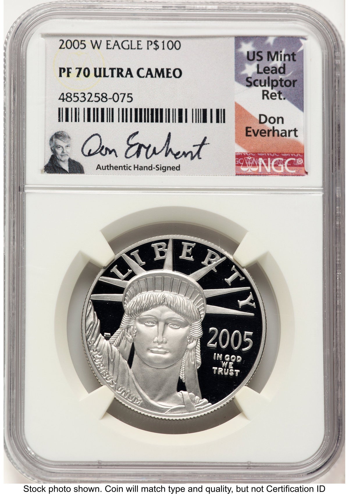 2005-W Proof Platinum Eagle 1 oz Don Everhart NGC PF70