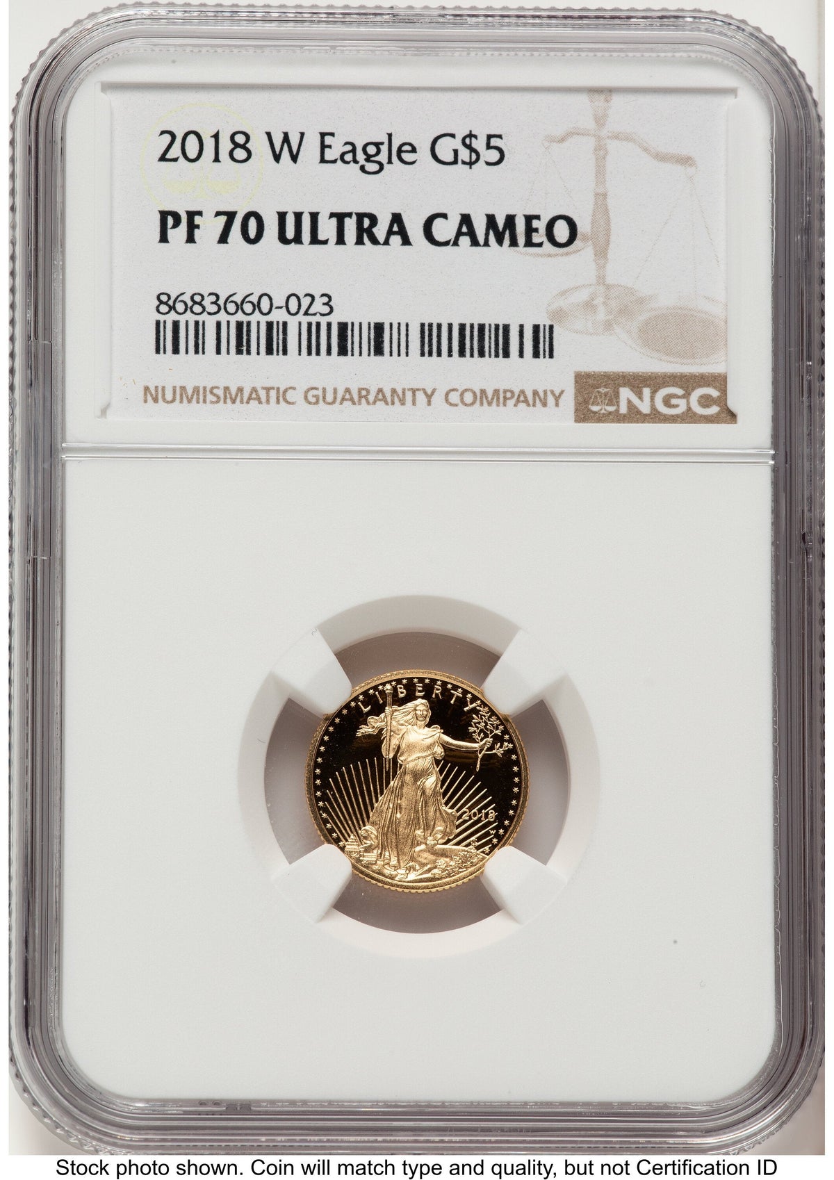 2018-W Proof Gold Eagle 1/10 oz Brown Label NGC PF70