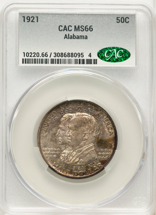 1921 50C Alabama Commemorative Silver CACG MS66
