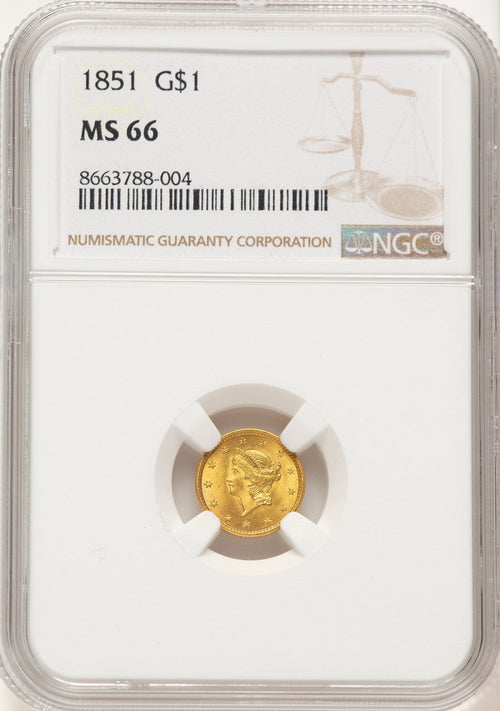 1851 G$1 Gold Dollar NGC MS66