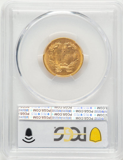 1874 $3 Three Dollar Gold Pieces PCGS MS63