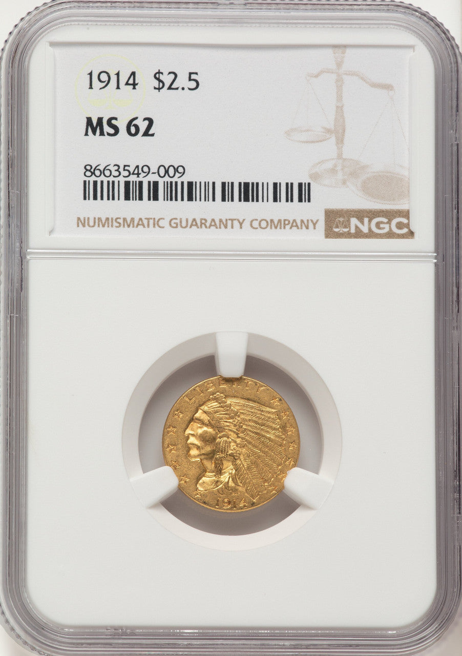 1914 $2.50 Indian Quarter Eagle NGC MS62