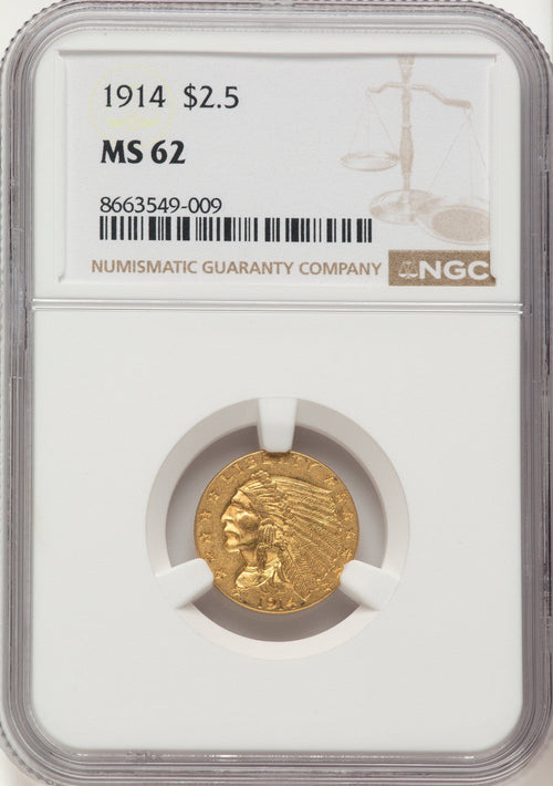 1914 $2.50 Indian Quarter Eagle NGC MS62