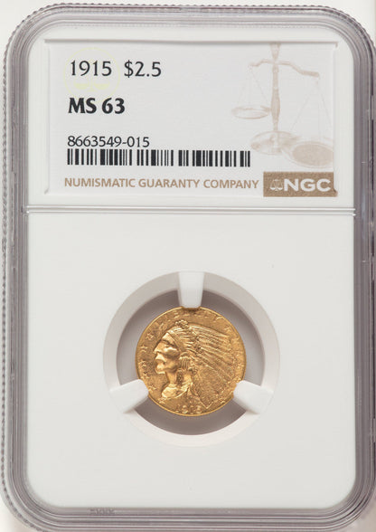 1915 $2.50 Indian Quarter Eagle NGC MS63
