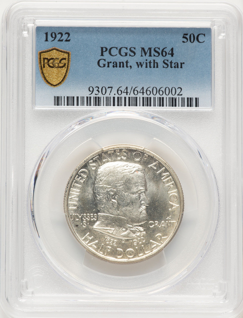 1922 50C Grant With Star Commemorative Silver PCGS MS64